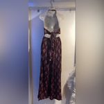 Lua Nova Jumpsuit Size Medium Burgundy Women’s Open Back Sheer Halter Top Purple Photo 5