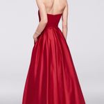 Betsy and Adam Satin Red Ball Gown Formal Dress Photo 1
