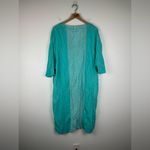 Sigrid Olsen  Caftan Linen Blend Tassel Aqua CoverUp Pockets Dress Women’s Sz M Photo 5
