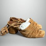 Alohas Kahlo Suede Ankle Tie Heeled Sandal in Camel Brown Size 5 Photo 3