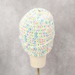 White Multi Color Cable Knit Y2K Vintage Bucket Beanie Cap Hat Photo 2
