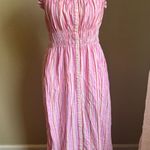 SO  Strappy linen blend pink stripe maxi dress | medium Photo 0