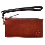 Patricia Nash Brown Leather Wristlet Wallet Small Floral Stamp Travel Vacation Photo 0