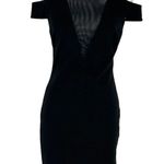 Halston Heritage  Black Mesh Panel Off Shoulder Dress Celebrity Size S Photo 8