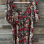 Free People  Floral Puff Sleeve Button Front Mini Dress/Tunic Size Medium Photo 0