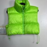 ZARA  lime green crop mini puffer vest M Photo 2