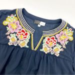 Piper & Scoot  Dance With Me Tiered Floral Embroidered Boho Peasant Top Navy Blue Photo 8