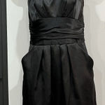 David's Bridal David’s Bridal Formal Bridesmaid Strapless Black Satin Dress Size 4 Pockets Photo 0