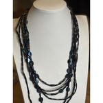 Chico's Black & Bronze Multi-Strand Beaded Necklace With Adjustable Clasp Photo 8
