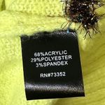 Tribekka 44 Sweater Womens Medium Citron Yellow Mock Neck Striped Rainbow Tinsel Photo 8