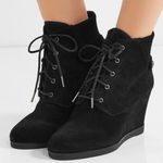 Michael Kors MICHAEL  “Carrigan” Black Suede Wedge Lace Up Booties 8.5 Photo 0