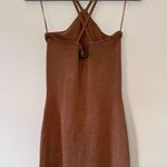 Intermix NEW Ruthie Metallic Knit Halter Mini Dress Party Cocktail Holiday Beige Photo 6