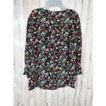 Kenzo Jeans Black Printed Silk Top 3/4 Sleeve Ruffle Cuffs Blouse EU Size 38 Photo 4