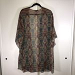 Democracy  Open Front Duster Geometric Print Earth Tones Sheer L/XL Photo 6