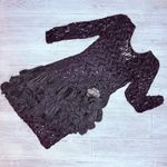 Vintage Lillie Rubin black sequin beaded floral ruffle long sleeve formal dress Photo 4