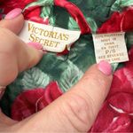 Victoria's Secret Vintage Victoria’s Secret Red Green Rose Slinky Robe with Belt Gold Label SMALL Photo 3