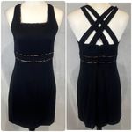 CDC Wear Vintage CDC black criss cross back sheath dress with animal print piping size 8P Photo 1