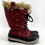 Sorel  Tofino Snow Boots WATERPROOF Lace Faux Fur Mid Calf Coated Canvas Chili 9 Photo 2