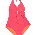 MARYSIA One Piece Swimsuit Neon Coral Pink Halter USA Resort Vacation XS EUC Photo 0