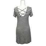 Olivia Rae NWT Gray White Stripe Crisscross T-Shirt Dress New Photo 1
