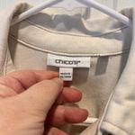 Chico's Jacket Women's Vanity 1 US 8 Medium White Ivory Puffy 3/4 Sleeve Denim Photo 3
