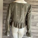 Arizona Jeans Arizona Jean Company Green Puff Sleeve Peplum Blouse Photo 2