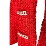 ZARA  Woman Red Tweed Bouclé Blazer Jacket,Parisian Chic, Statement Piece M Photo 1