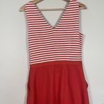 Boden Women's Dress Knit Striped Pockets Red White V Neck Tomato Girl US 8 Lined Photo 3