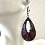 Vintage Cloisonné Abstract Teardrop Earrings Photo 3