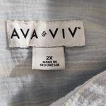 Ava & Viv  Light Blue Striped Button-Up Shirt Size 2X Blue Stripe Sheer Top Photo 5