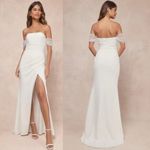 Lulus  Profound Glamour Ivory Pearl Off-the-Shoulder Tulip Maxi Dress Bridal XL Photo 1