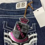 BB Jeans Embellished Dark Wash Denim Rhinestone Pocket Straight Leg Jeans Size 7 Silver Photo 1