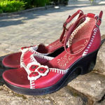 Hush Puppies  Messina red crochet Wedge heels women’s‎ Size 6.5 Photo 0