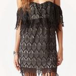 Stone Cold Fox  Iowa Lace Fringe Mini Dress Off Shoulder Black Photo 11