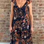 Lulus NWOT Stunning Favorite Navy Blue Floral Ruffled High-Low Maxi Dress Photo 12
