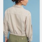Anthropologie Hei Hei Crop Jacket tan camo linen blend military Zip W-292 Sz M Photo 2