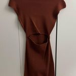 Aritzia Wilfred Cutout Knit Mini Dress Brown Photo 5