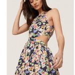 Something Navy Floral Cutout Sleeveless A-Line Midi Dress Size Small Photo 3