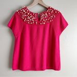Anthropologie Moth Brienne Pearl Holiday Sweater in Red, Size Medium Photo 8