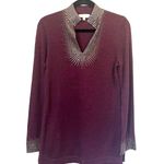 Tory Burch Purple Embellished Silver Studded Merino Wool Elegant Sweater sz. S Photo 1