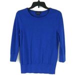 Lands' End 100% SUPIMA COTTON 3/4 Sleeve Blue Blouse Women’s Small Wide Hem Top Photo 0
