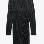 ZARA NWT  Shiny Shimmer Appliqué Draped Mini Dress Photo 5
