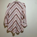 Pearl by Lela Rose S Linen Stripe Button Down High Low Collared Shirt Top Blush Pink Photo 6