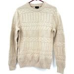 J.Crew Size Medium Long Sleeve Crew Neck Knit Pullover Sweater Tan 100% Cotton Photo 0