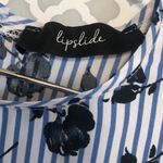 Lipslide blue striped floral ruffle‎ crop top Size M Photo 2