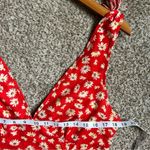 SheIn 🦋 Red Yellow Adjustable Tie Straps V-Neck Sunflower Floral Mini Dress Photo 4