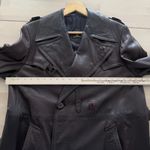 Vintage Cortefiel Leather Trench Coat Womens Brown XL Double Breasted Belted Photo 12