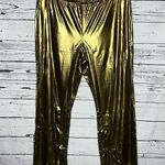 Ny Collection Woman NWT Sz 2X Metallic Gold Elastic Waist Pull On Wide Leg Pants Photo 0