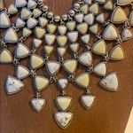 Lucky Brand  Silver and White Cutout Stone statement Bib Collar Necklace 20” Photo 1