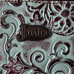 Justin Boots Justin Women Tooled Sunflower Pattern Turquoise Western Rodeo Small Crossbody Photo 7